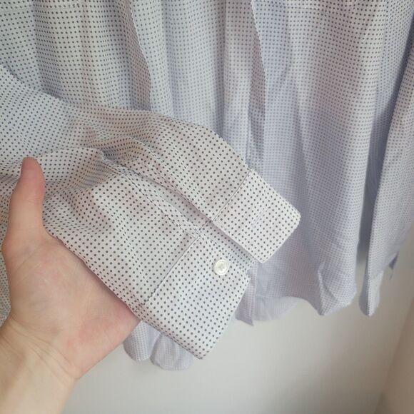 EXPRESS White and Blue Polka Dot Button Up Down Top Women's Small S - Picture 4 of 5
